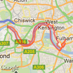 Parsons Green to Kew Bridge return route map