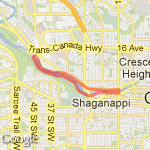 Calgary - Edworthy Park Loop to 14 Street Bridge route map