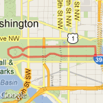 Washinton Monument and National Mall jogging path - Washington, DC route map