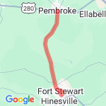 Fort Stewart to Pembroke route map
