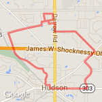 8 mile Downtown/303/S. Hayden/Herick route map