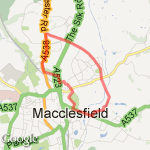 swan's pool, hurdsfield rd to brock down beech lane to tesco's route map