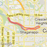Calgary - Edworthy Park Loop to 10 Street Bridge route map