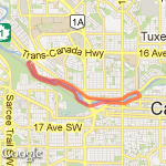 Calgary - Edworthy Park Loop to 10 Street Bridge route map