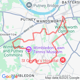 17k Wimbledon-WW Common - 17.00 Km route in London