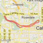 Calgary - Edworthy Park Loop to Prince's Island Park Bridge route map