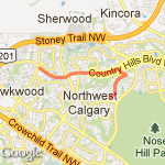 Calgary - Edgebrook Drive to Nose Hill Drive route map