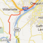 To the Canby Ferry route map