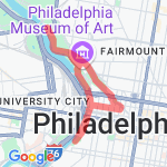 PHL Embassy to River to Museum to First bridge route map