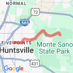 Five-Points to Monte Sano Lookout route map