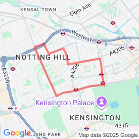 Thursday 5k week day run - 5.09 Km route in W11 1PH