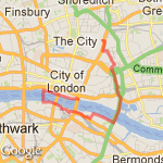 London bridge to City via Millenium & Tower bridge route map