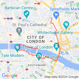 London bridge to City via Millenium & Tower bridge - 5.00 Km route in London