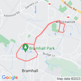 4.06 miles via bramhall park - 6.44 Km route in sk2 7ea