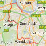 Home via Wimbledon Common route map