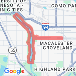 St. Paul, Summit Ave./Franklin to Ford Bridge along River Rd route map