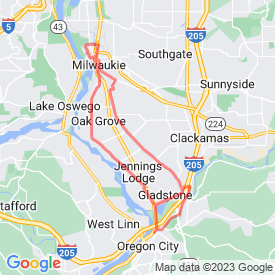 18 mile down River Road in Milwaukie - 30.58 Km route in West Linn