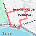 High Park - Parkside - Lakeshore route map