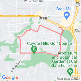 Daisy's Run (4.98 miles) - 8.05 Km route in Brea
