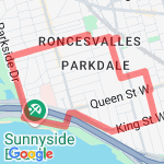 High Park - Parkside - Lakeshore - King - Dunn route map