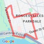 High Park - Indian - Parkside - Lakeshore - King route map