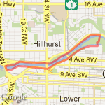 Eau Claire to Crowchild and back to Princes Island Loop - Calgary, AB route map